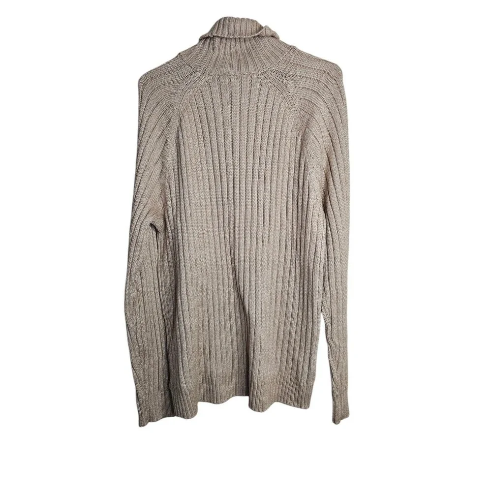 Express Ribbed Knit Turtleneck Sweater Tan Size Large